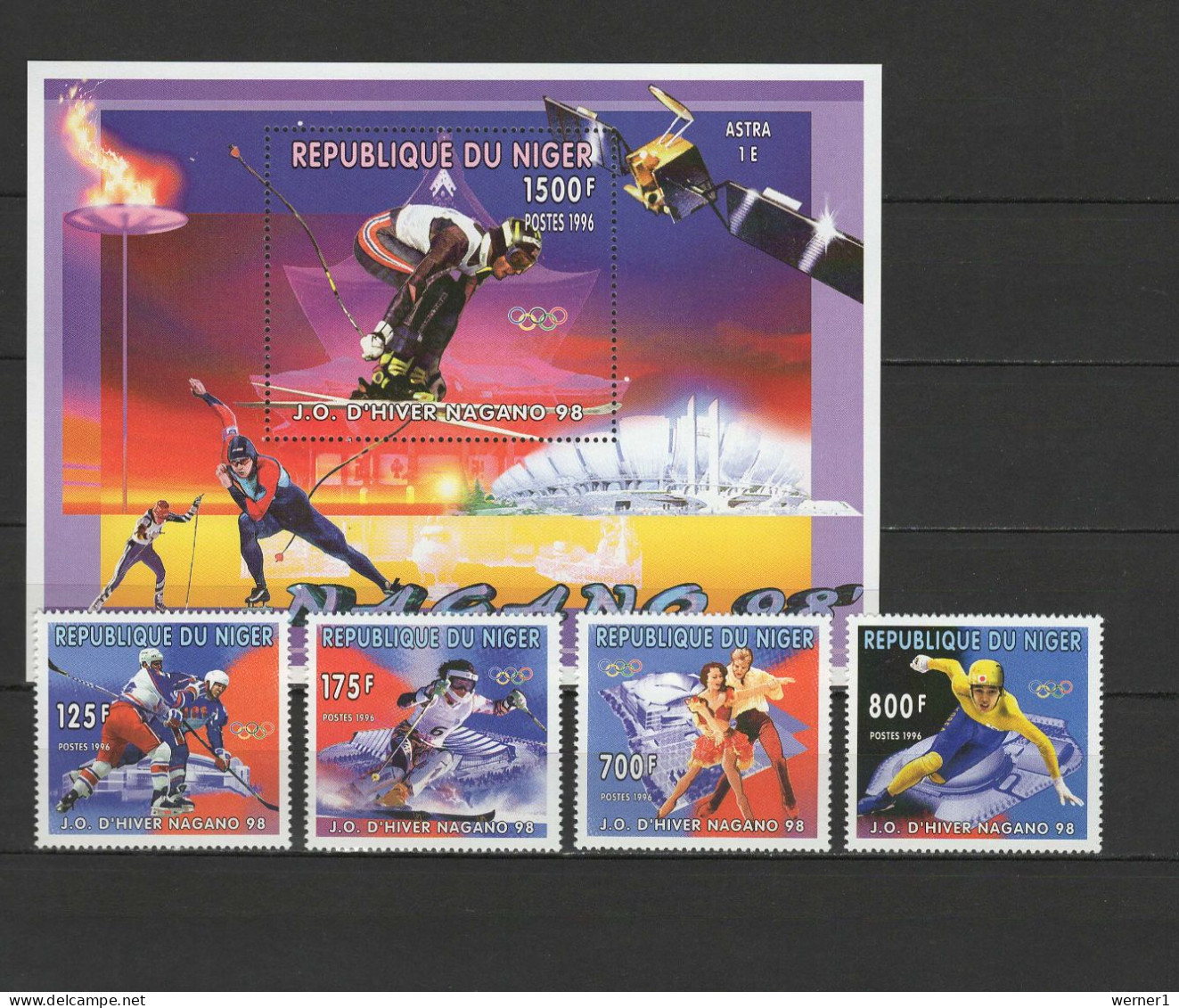 Niger 1996 Olympic Games Nagano, Space Set Of 4 + S/s MNH - Invierno 1998: Nagano