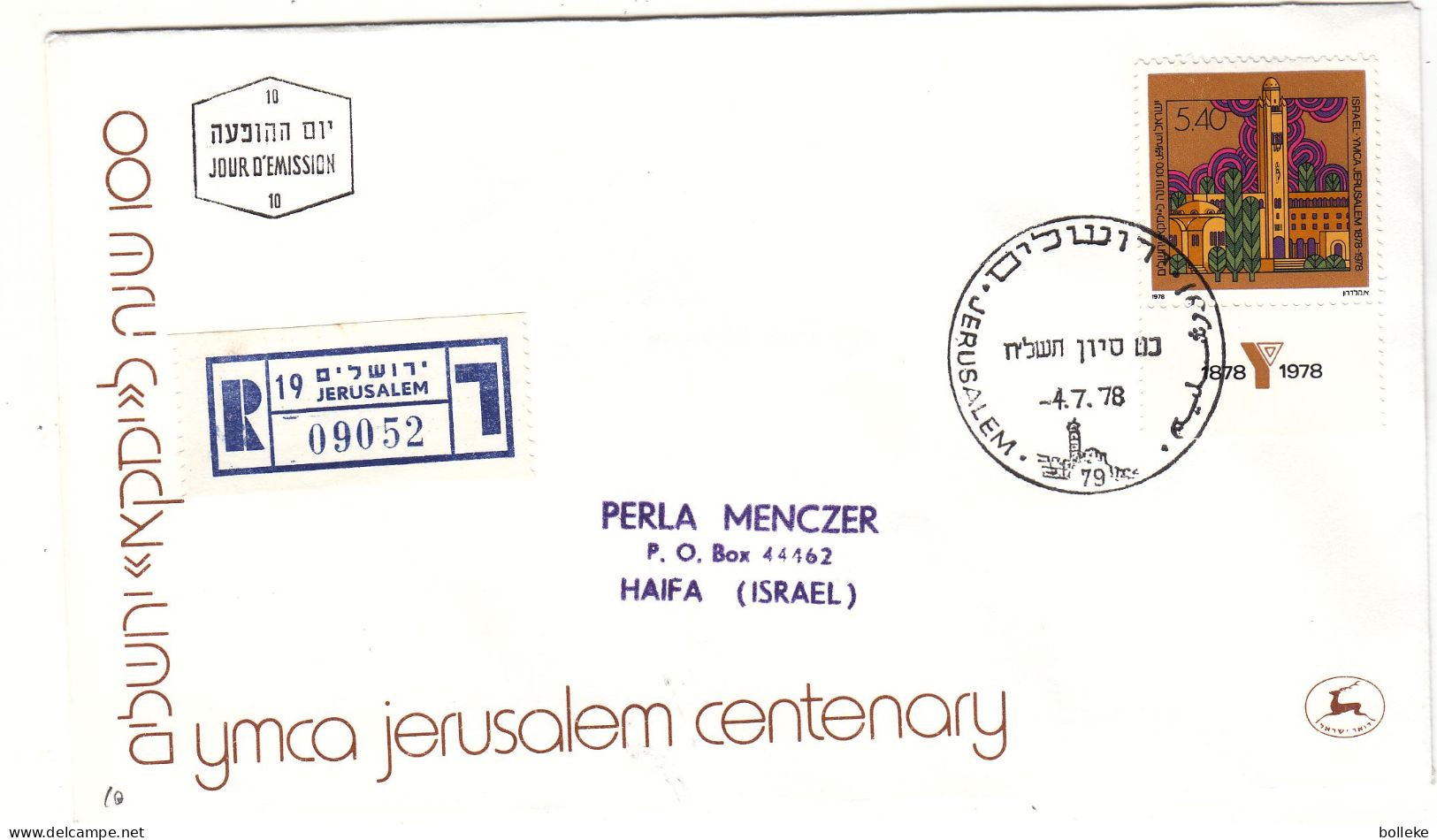Israël - Lettres Recom De 1978 - Oblit Jerusalem - YMCA - - Cartas & Documentos