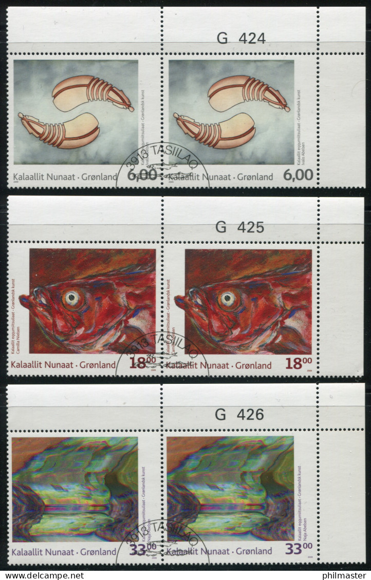 Grönland 537-539 Kunst: ER-Paar-Satz Oben Rechts Mit Bogenrandzudruck, ET-O - Altri & Non Classificati