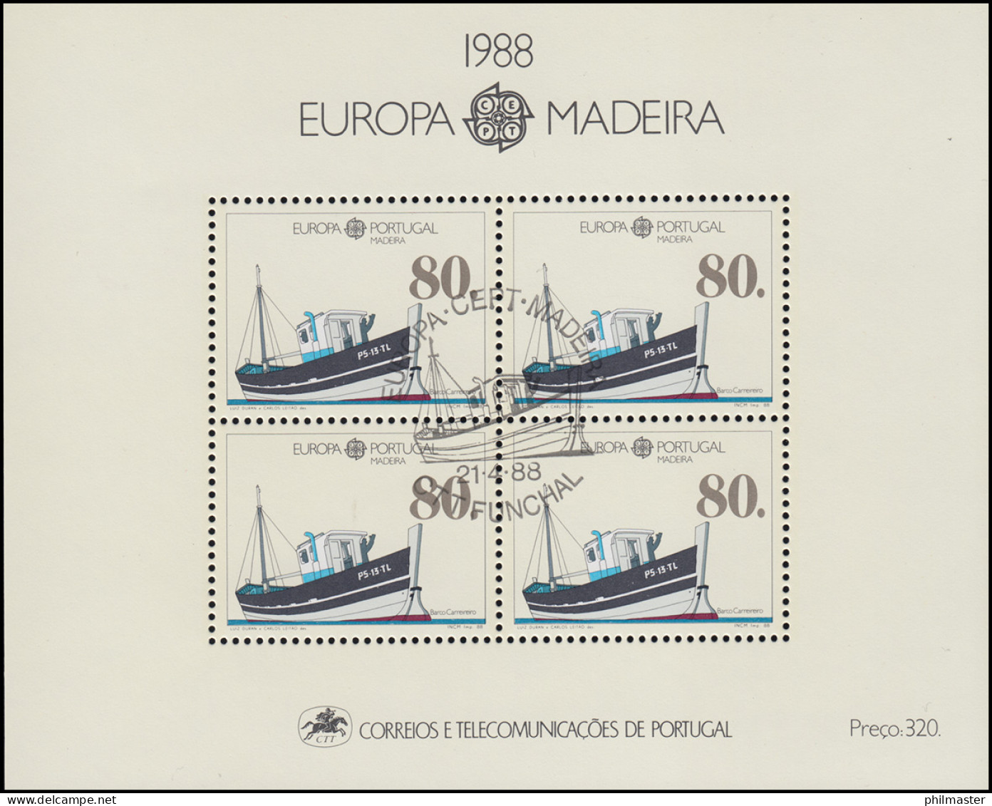 Portugal-Madeira Block 9 Europaunion CEPT Postboot Maria Cristina, ** / MNH - Madeira