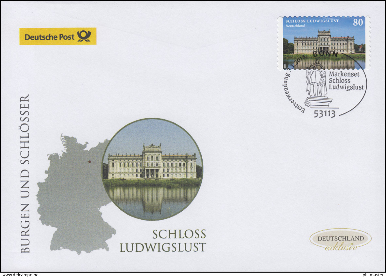 3128 Schloss Ludwigslust, Selbstklebend, Schmuck-FDC Deutschland Exklusiv - Covers & Documents