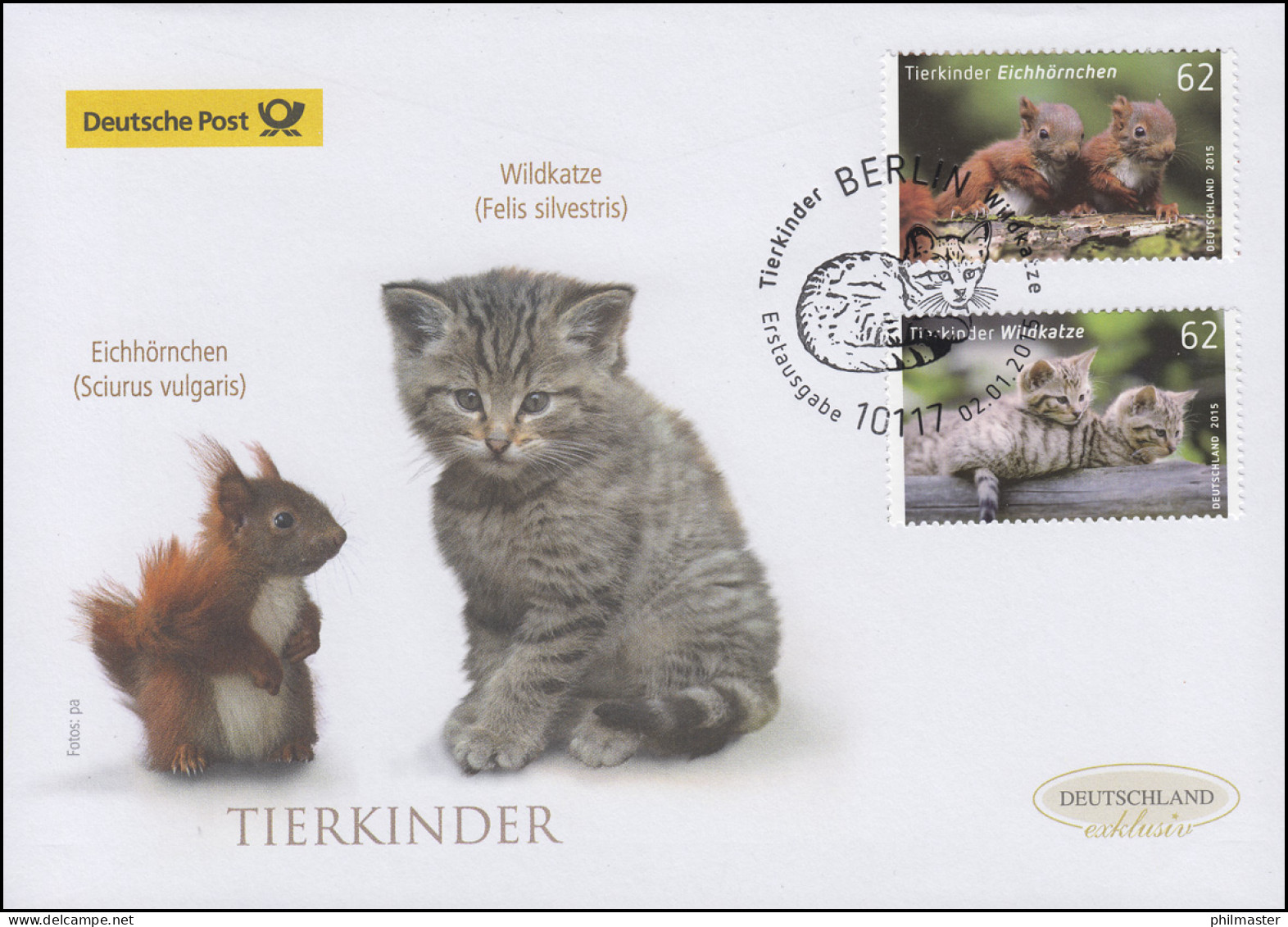 3124-3125 Eichhörnchen Und Wildkatze, Satz Auf Schmuck-FDC Deutschland Exklusiv - Briefe U. Dokumente