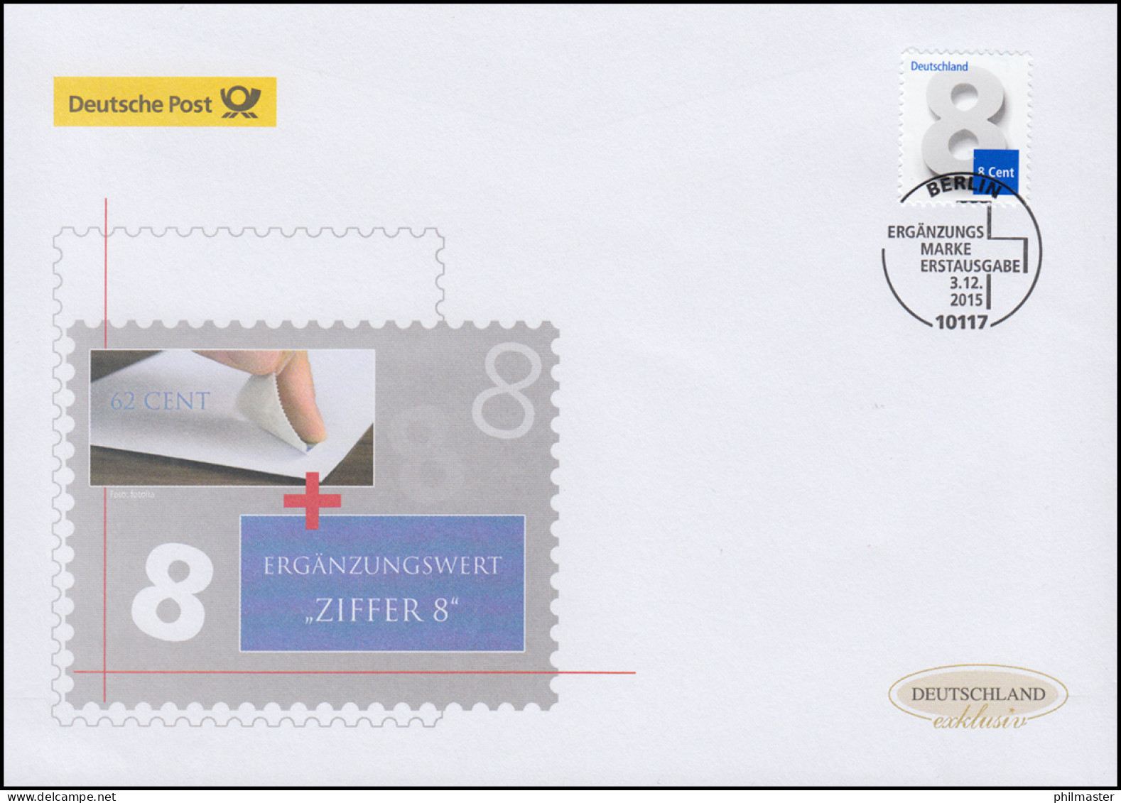 3188 Ziffernzeichnung 8 Cent, Nassklebend, Schmuck-FDC Deutschland Exklusiv - Cartas & Documentos