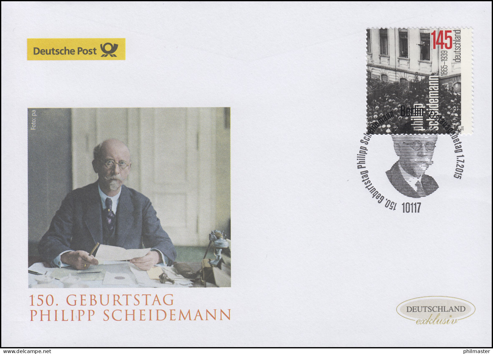 3165 Philipp Scheidemann - Aufruf Zur Republik, Schmuck-FDC Deutschland Exklusiv - Covers & Documents