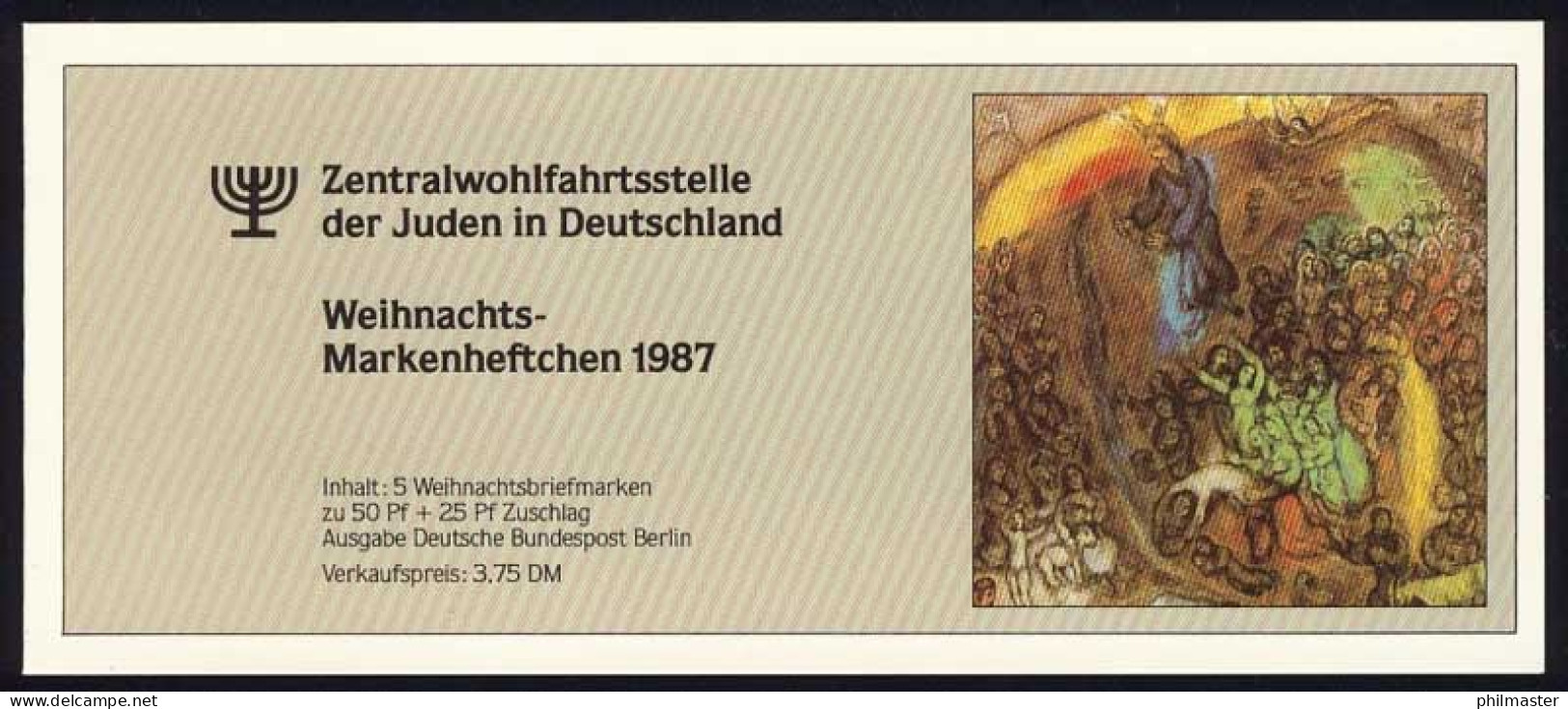 ZWStJ/Weihnachten 1987 Anbetung Der Könige 50 Pf, 5x797, Postfrisch - Judaika, Judentum