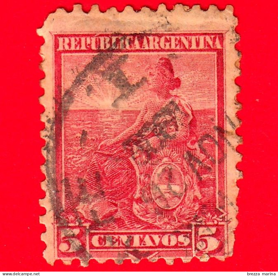 ARGENTINA - Usato - 1899 - Simboli Della Repubblica - Allegoria, Libertà Seduta - 5 - Gebraucht