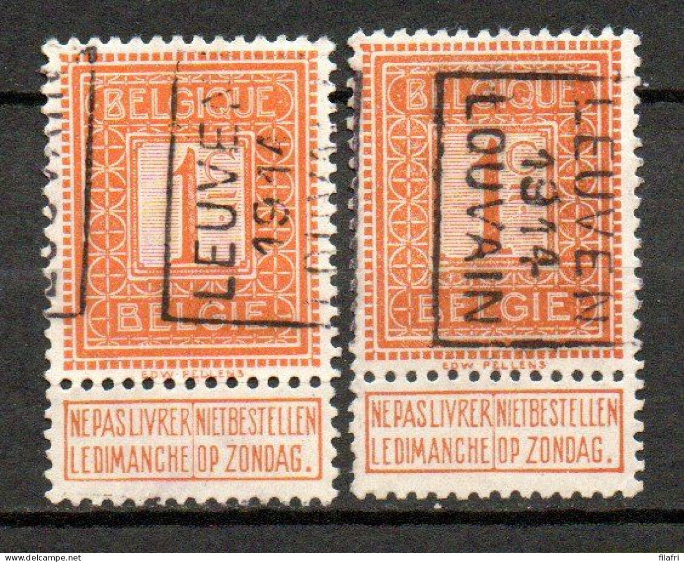 2297 Voorafstempeling Op Nr 108 - LEUVEN 1914 LOUVAIN - Positie A & B - Roller Precancels 1910-19