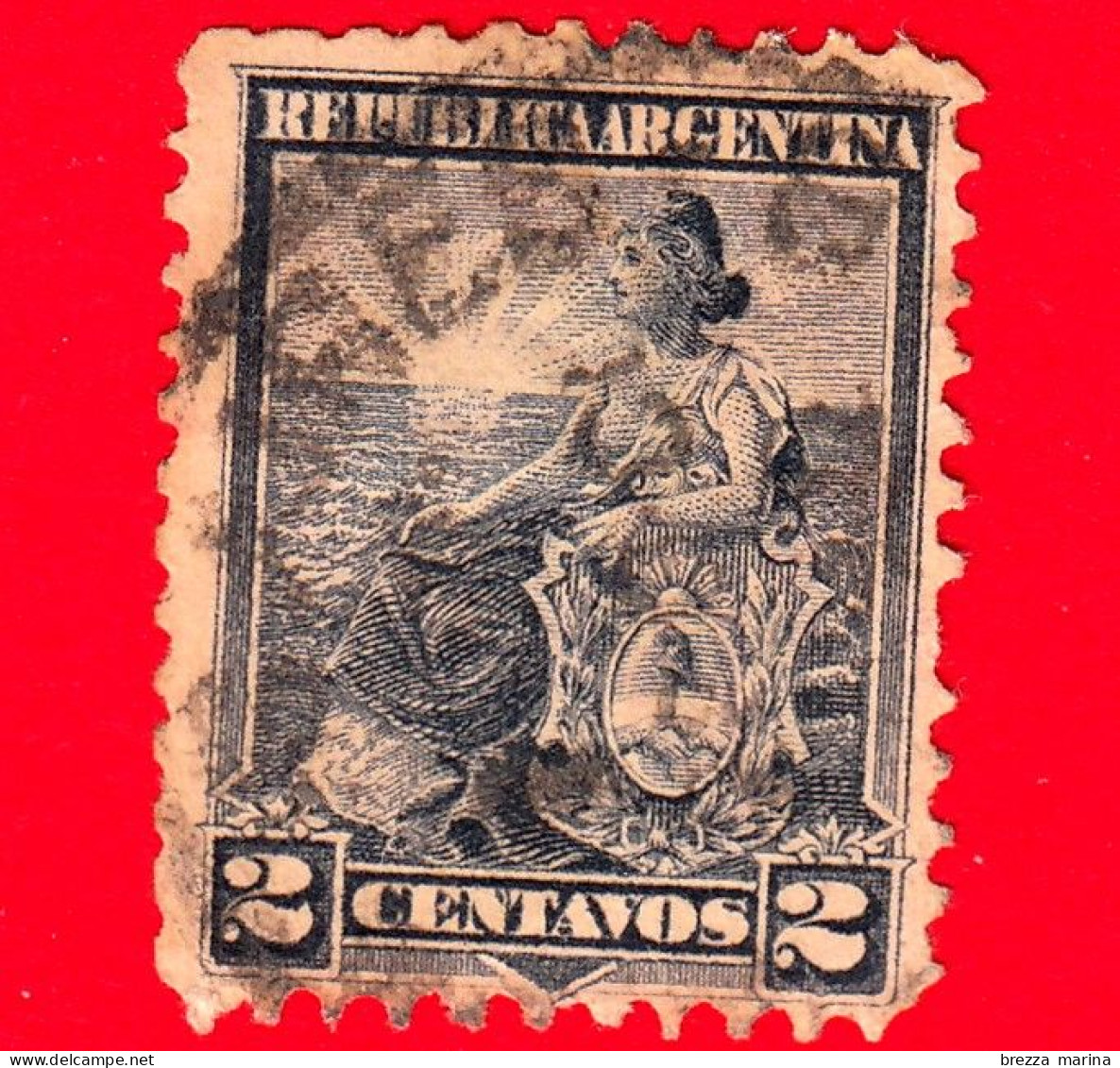 ARGENTINA - Usato - 1899 - Simboli Della Repubblica - Allegoria, Libertà Seduta - 2 - Gebraucht
