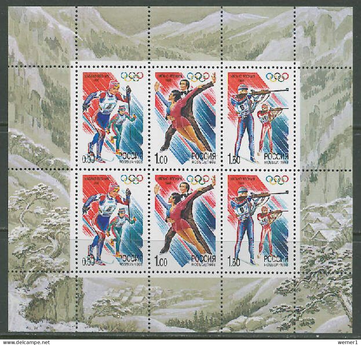 Russia 1998 Olympic Games Nagano Sheetlet MNH - Invierno 1998: Nagano