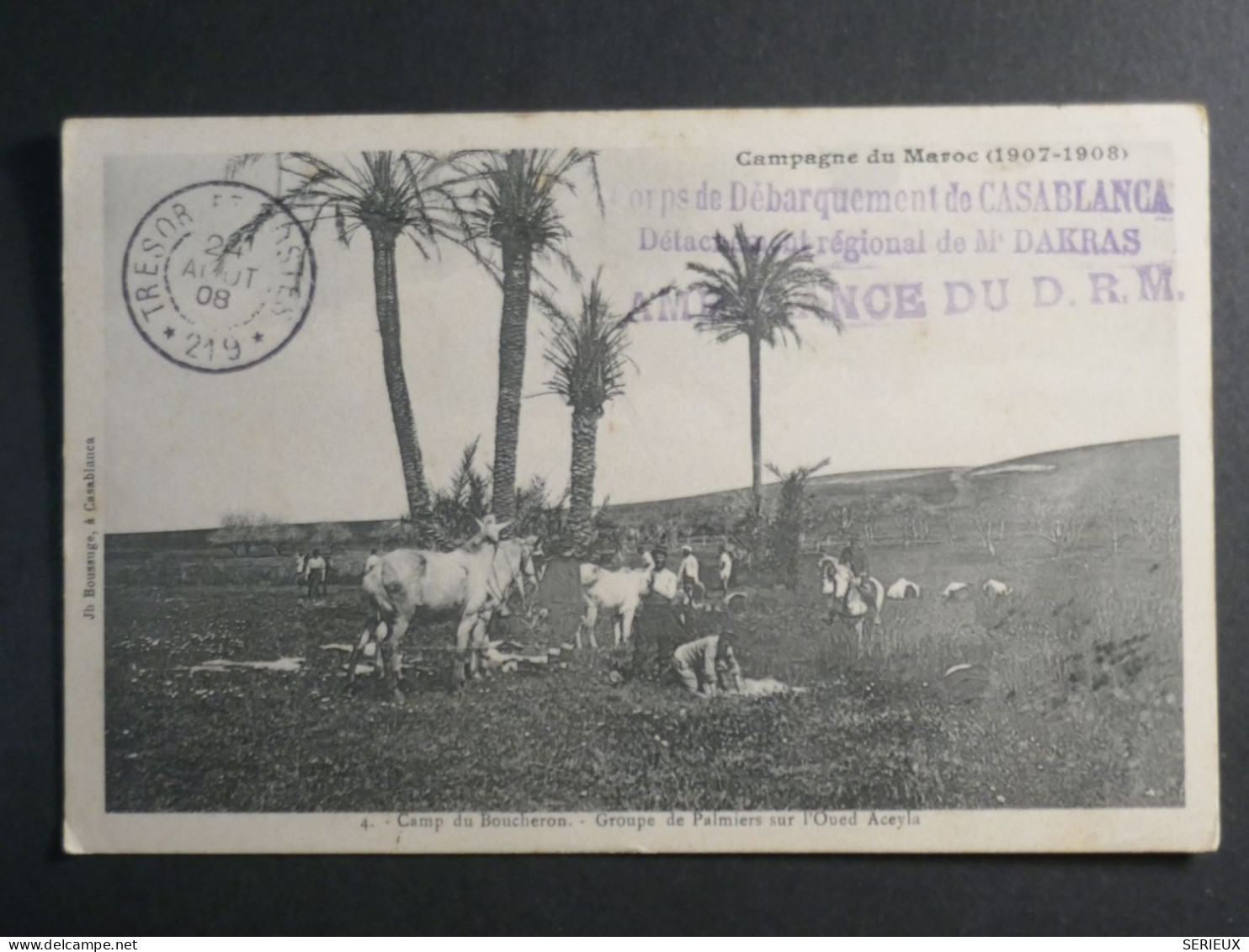 DM 9  CAMPAGNE DU MAROC  BELLE CARTE   RARE 1908 CORPS DE DEBARQUEMENT DE CASA +AFF. INTERESSANT+++ - Covers & Documents