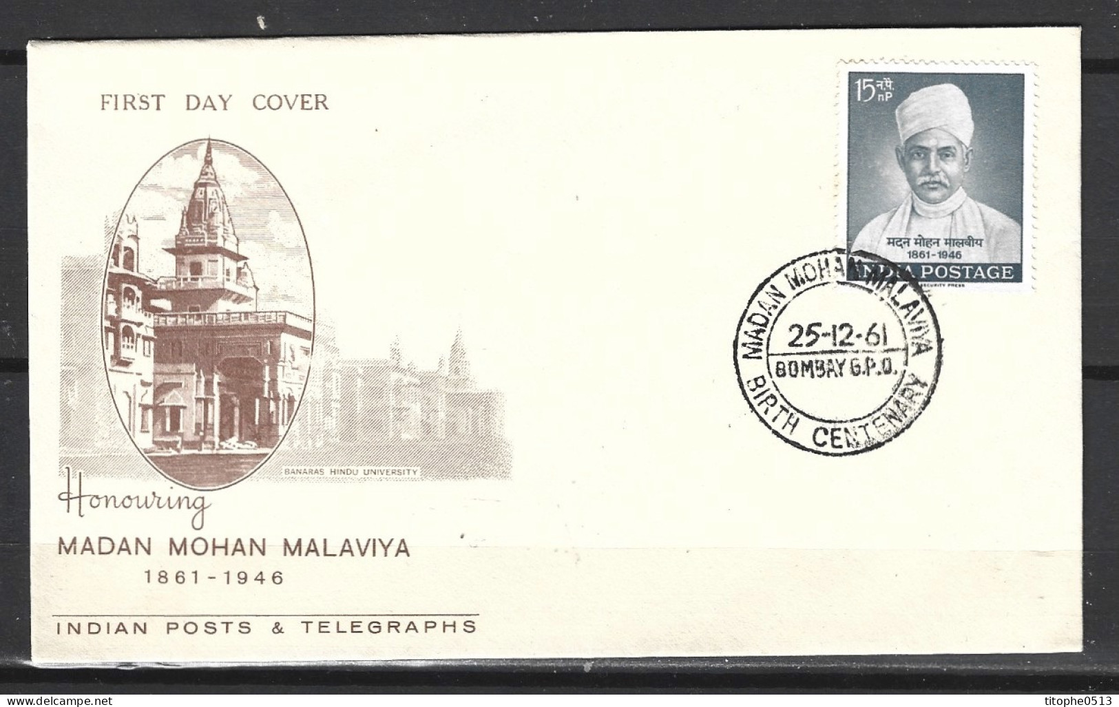 INDE. N°135 De 1961 Sur Enveloppe 1er Jour. Madan Malaviya. - FDC