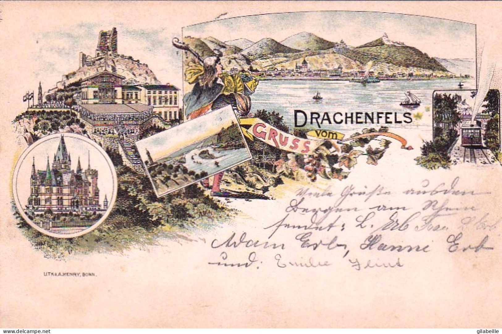 Deutschland - Gruss Aus DRACHENFELS - Litho 1896 - Drachenfels