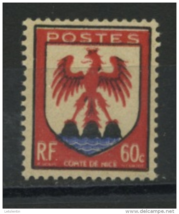 FRANCE -  ARMOIRIE CONTE DE NICE - N° Yvert  758** - 1941-66 Stemmi E Stendardi