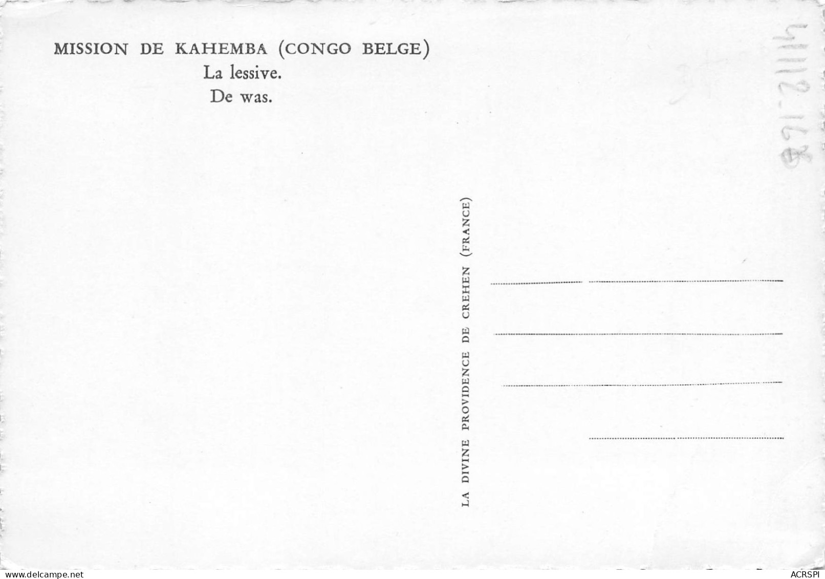 Mission De KAHEMBA La Lessive  CONGO Belge (2 Scans) N° 45bis \ML4034 - Kinshasa - Leopoldville