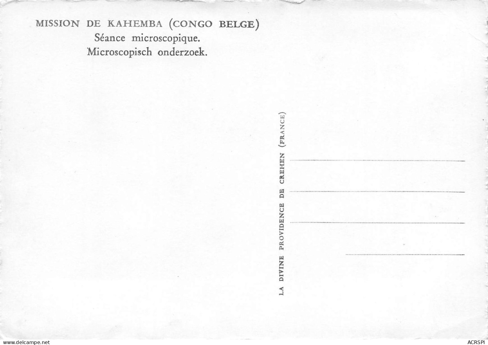 CONGO KINSHASA MISSION DE KAHEMBA SEANCE MICROSCOPIQUE Carte Vierge CONGO Belge (2 Scans) N° 44 \ML4034 - Kinshasa - Leopoldville