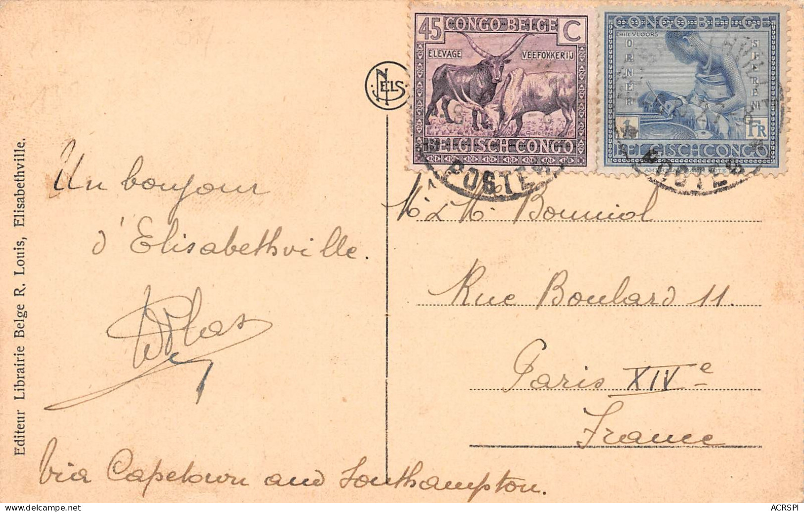 ELISABETHVILLE « Le Parc » Nels  CONGO Belge (2 Scans) N° 14 \ML4034 - Kinshasa - Leopoldville