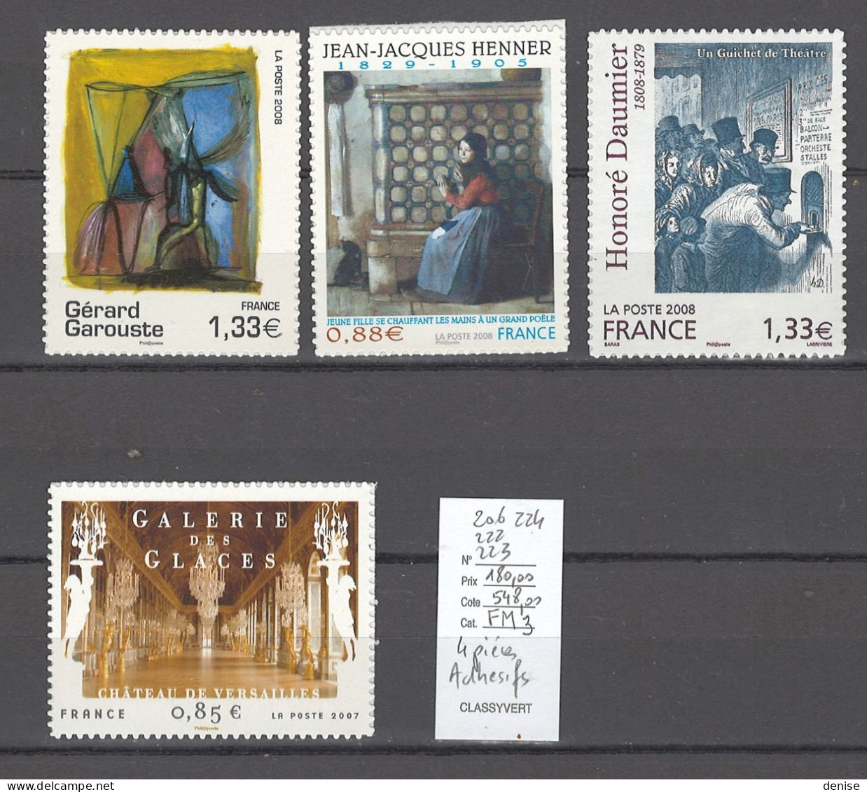 France - Yvert 206/222/223/224 - 20 % DE LA COTE -AUTOADHESIFS - Unused Stamps