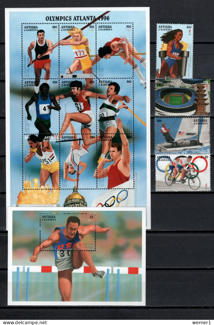 Antigua 1996 Olympic Games Atlanta, Cycling, Athletics Etc. Set Of 4 + Sheetlet + S/s MNH - Estate 1996: Atlanta