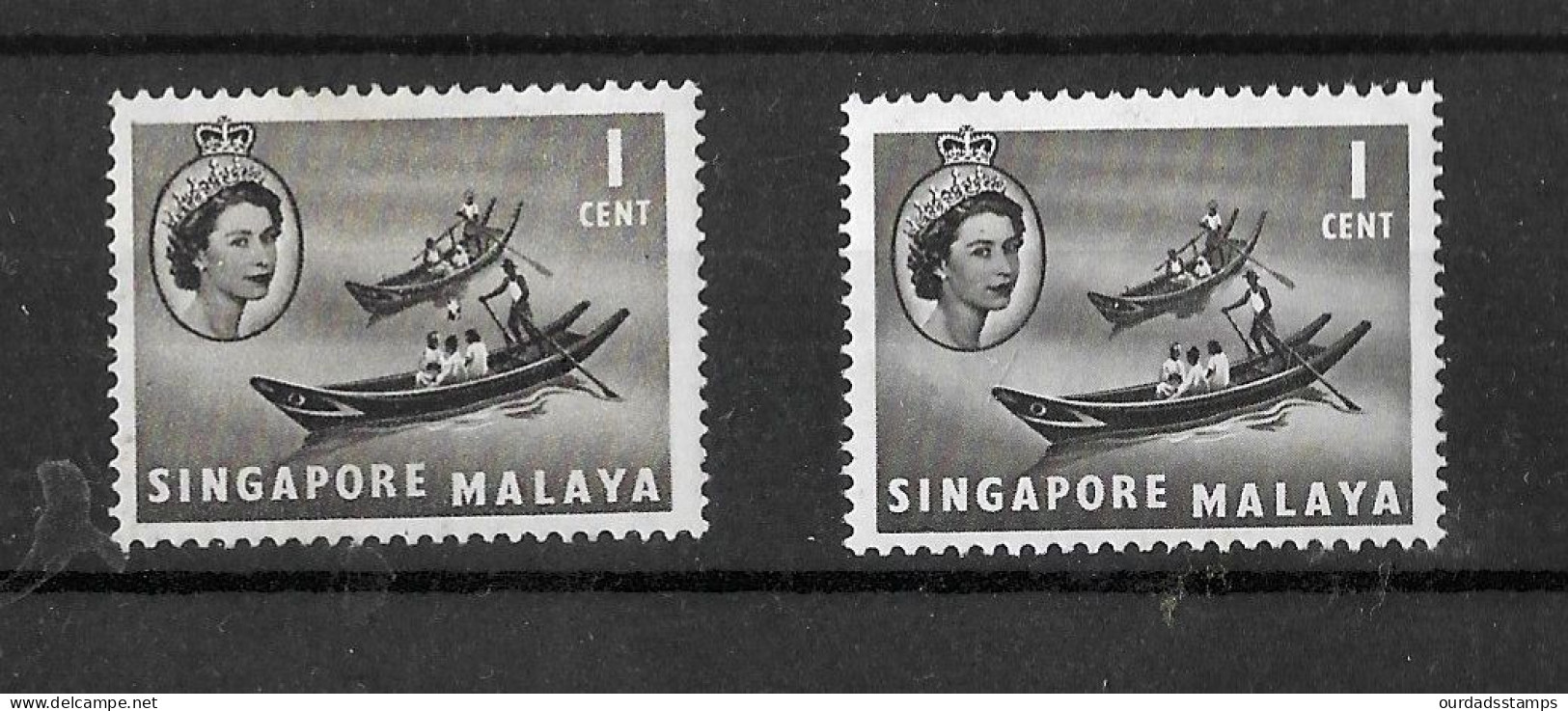 Singapore, 1955 QEII Ships, 1c Black Variety "reflection In Water" MM (S907) - Singapur (...-1959)