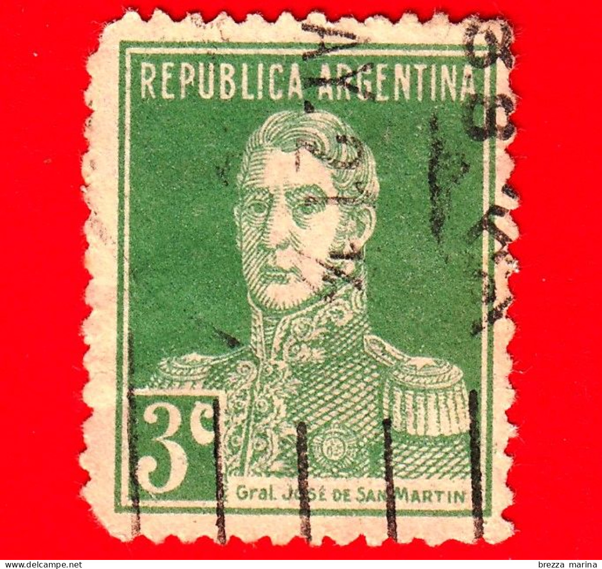 ARGENTINA - Usato - 1924 - José Francisco De San Martín (1778-1850) - 3 - Oblitérés