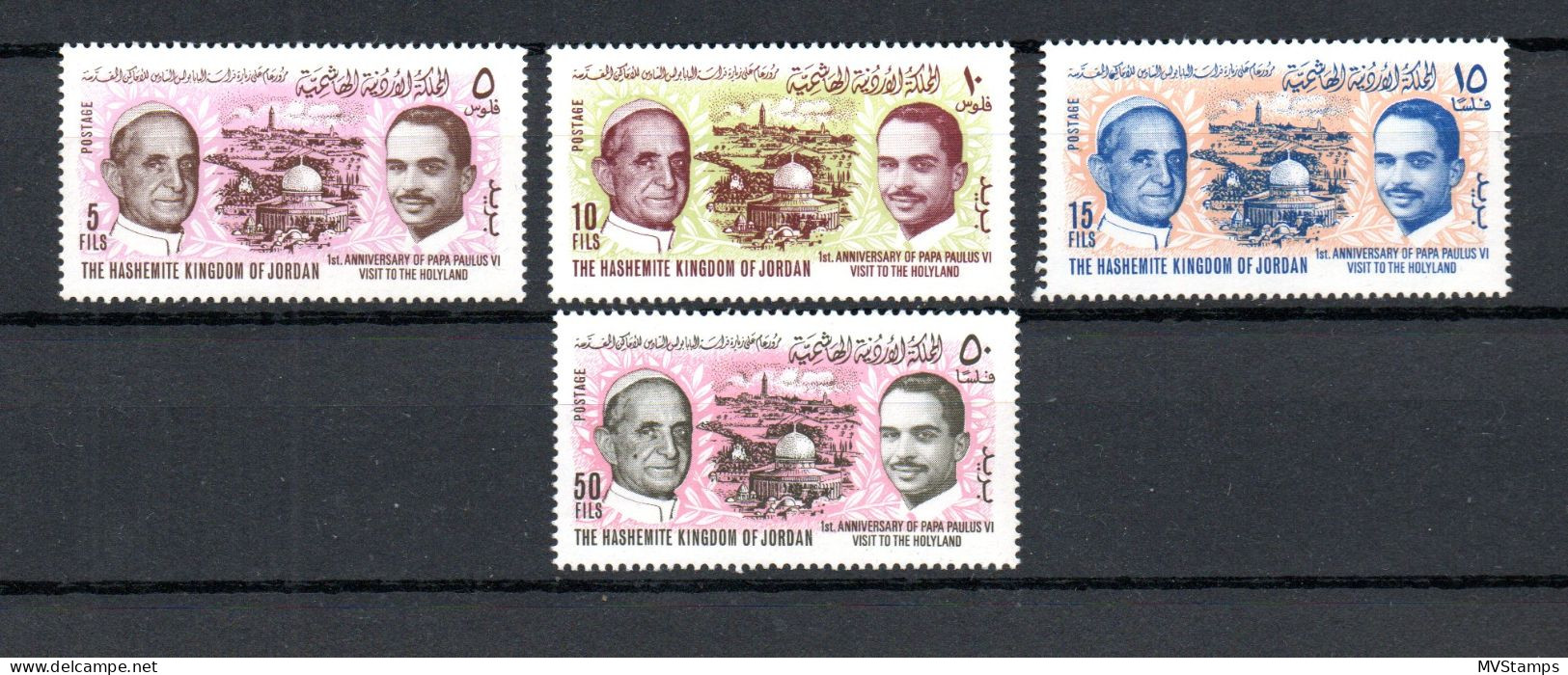 Jordan 1965 Set Pope John Paul Stamps (Michel 532/35) Nice MNH - Jordanien