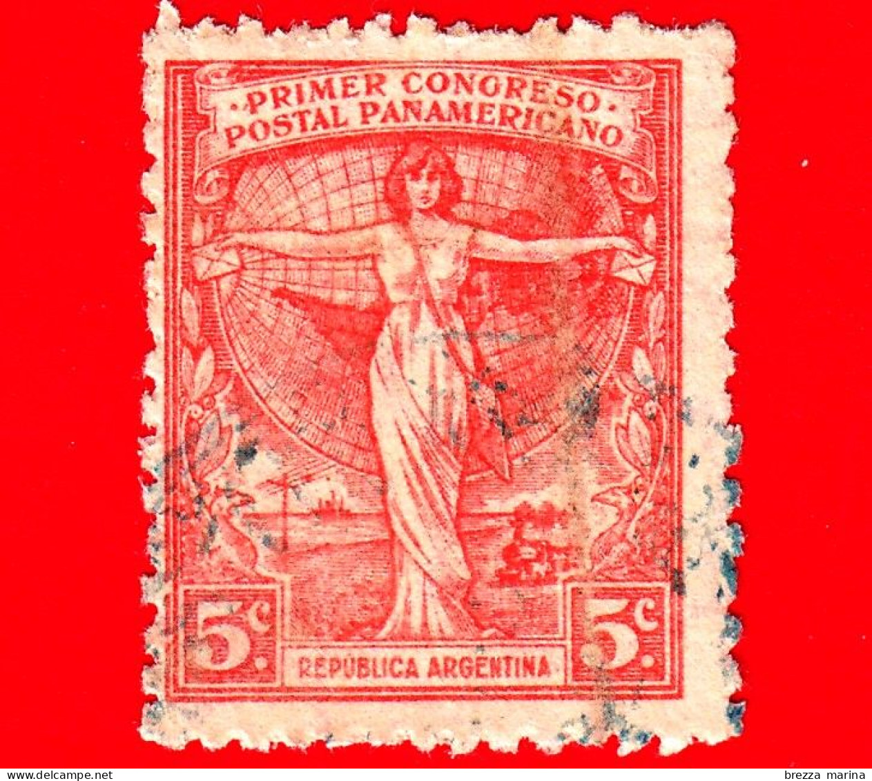 ARGENTINA - Usato - 1922 - Congresso Postale Panamericano - Allegoria - "Republica Argentina" - 5 - Gebraucht
