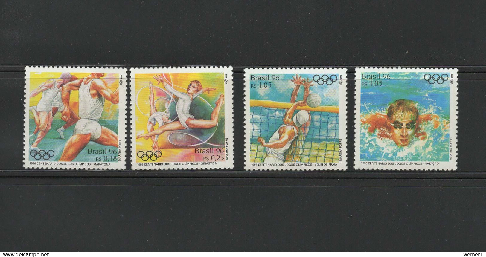 Brazil 1996 Olympic Games Atlanta, Volleyball, Swimming Etc. Set Of 4 MNH - Ete 1996: Atlanta