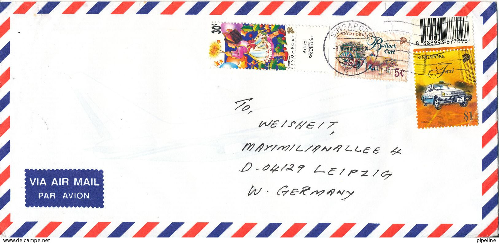 Singapore Air Mail Cover Sent To Germany 3-11-1999 Topic Stamps - Singapore (1959-...)