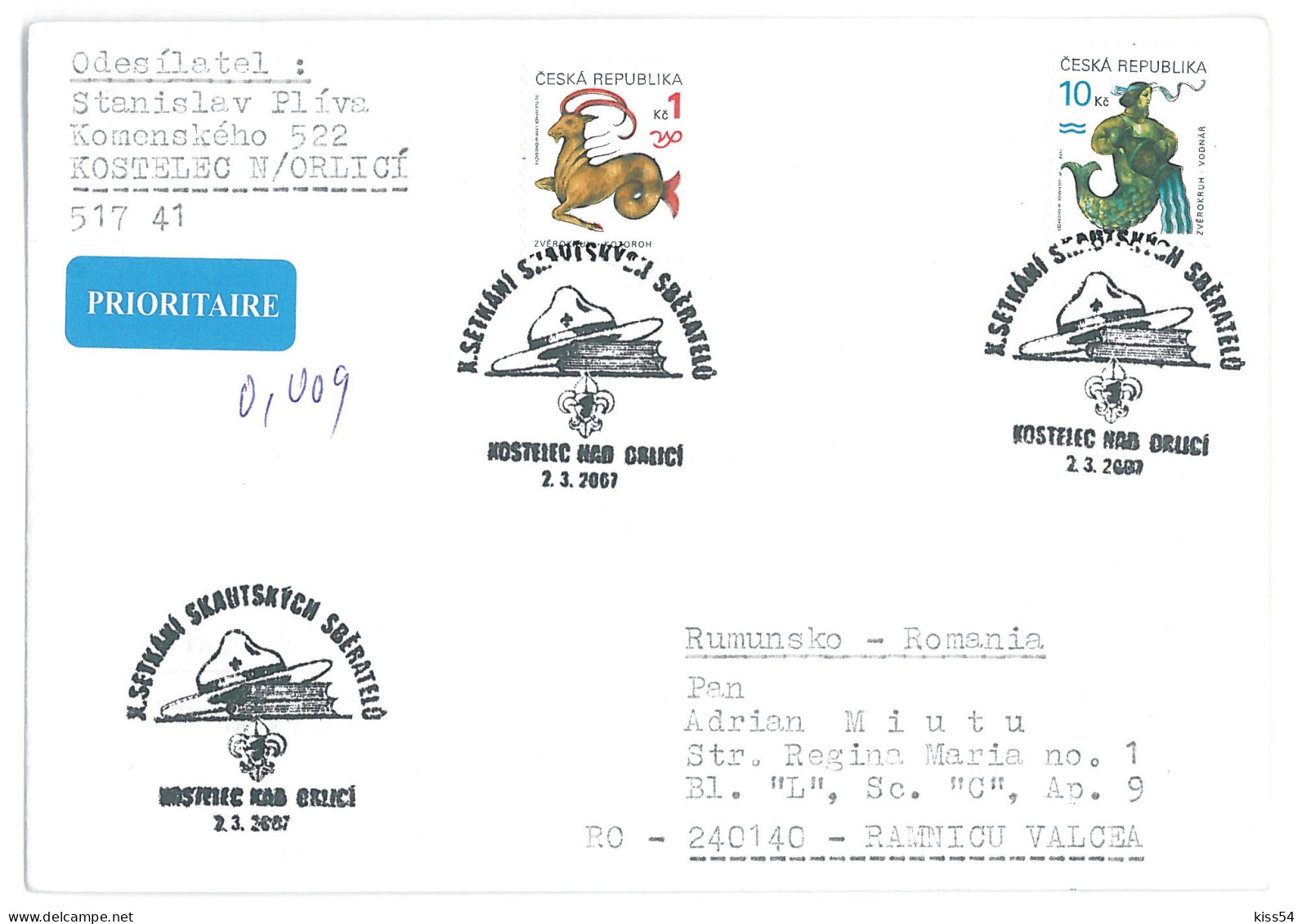 SC 73 - 1186 CZECH, Scout - Cover - Used - 2007 - Cartas & Documentos