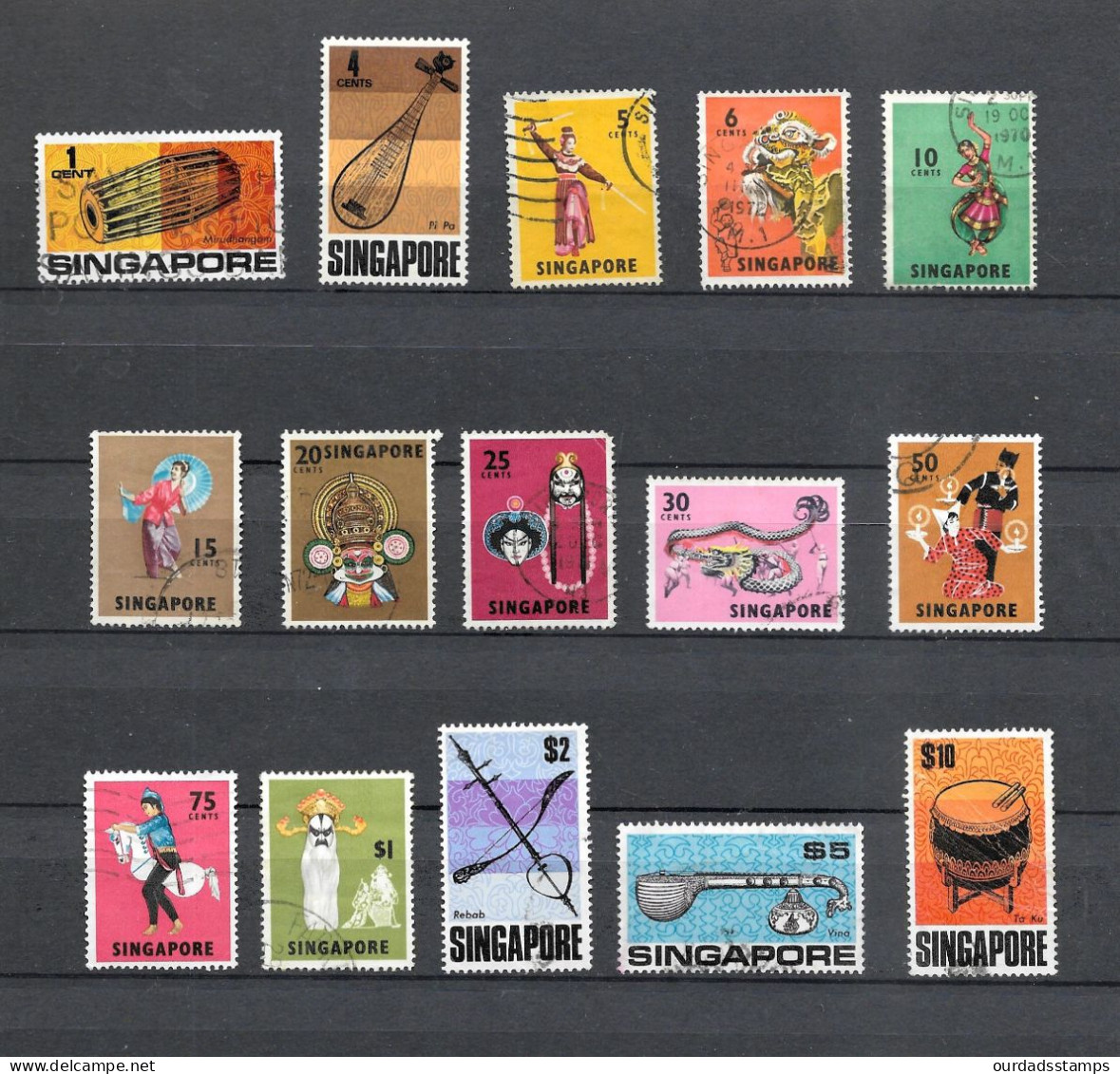 Singapore, 1968 Musical Instruments & Dancers, Complete Set Used ** (S912) - Singapour (...-1959)