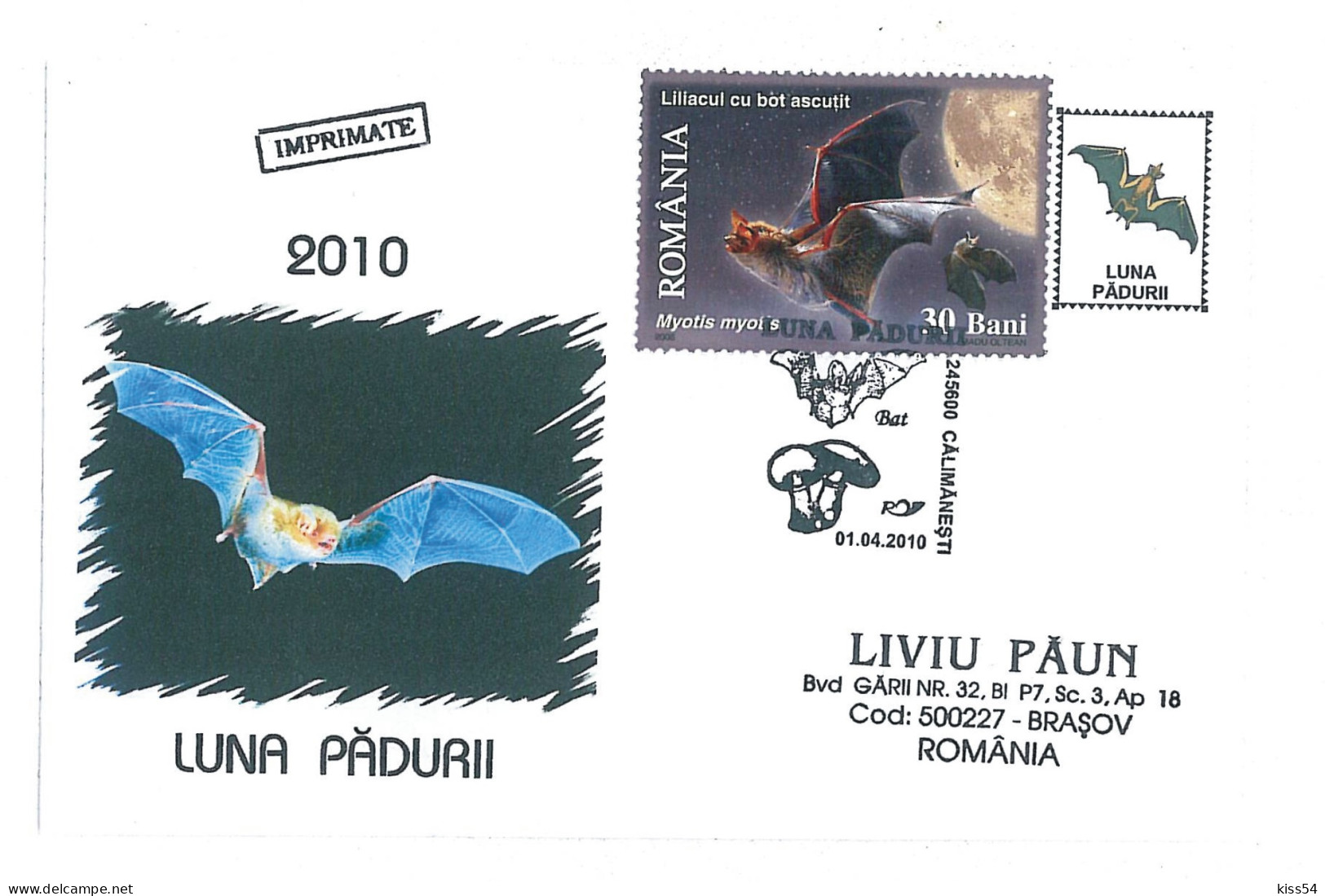 COV 16 - 906 BAT, Romania - Cover - 2010 - Vleermuizen