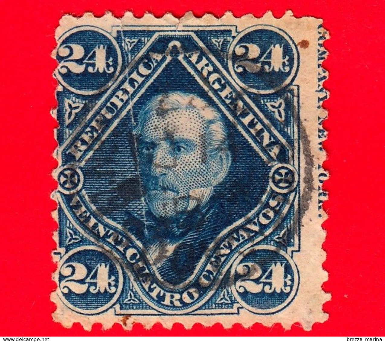 ARGENTINA - Usato - 1878 - José Francisco De San Martín (1778-1850) - 24 - Gebraucht