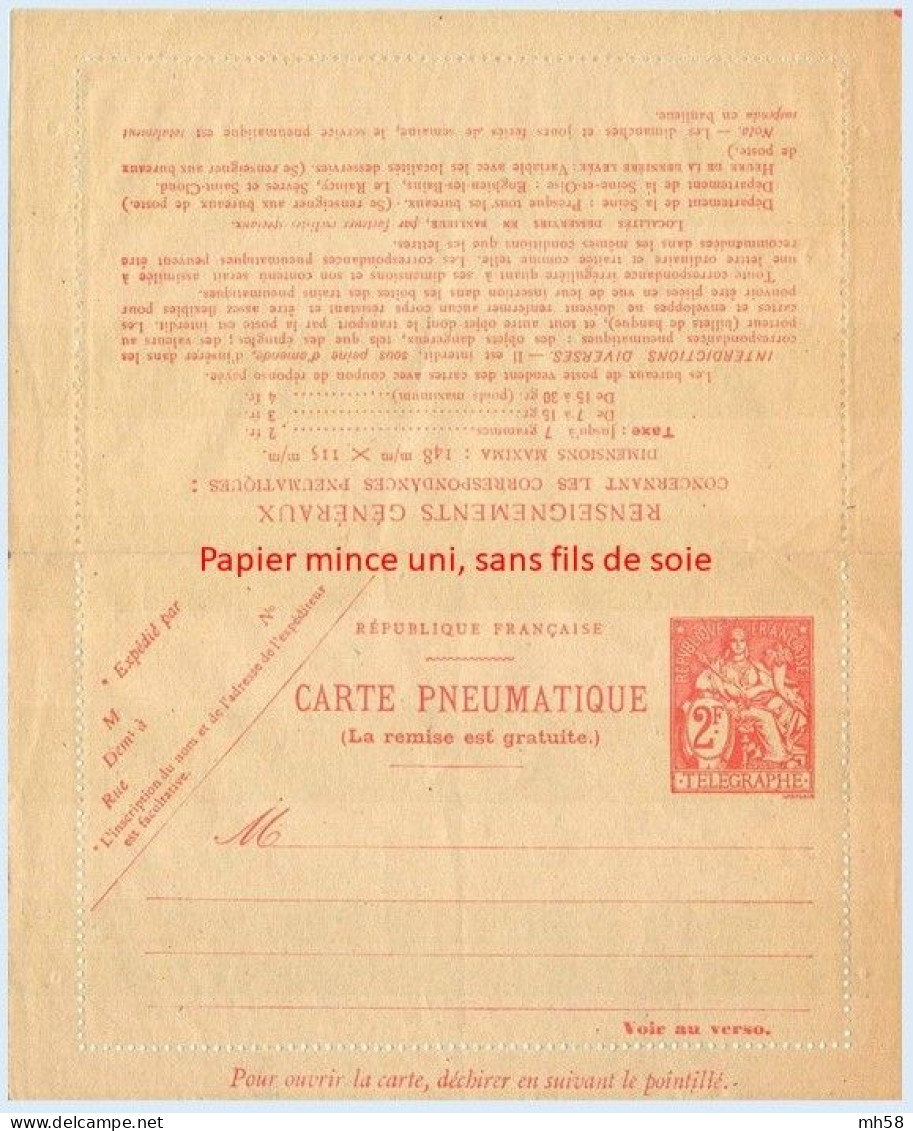 Entier FRANCE - Carte-lettre Pneumatique Neuf ** - 2f Chaplain Orange - Neumáticos