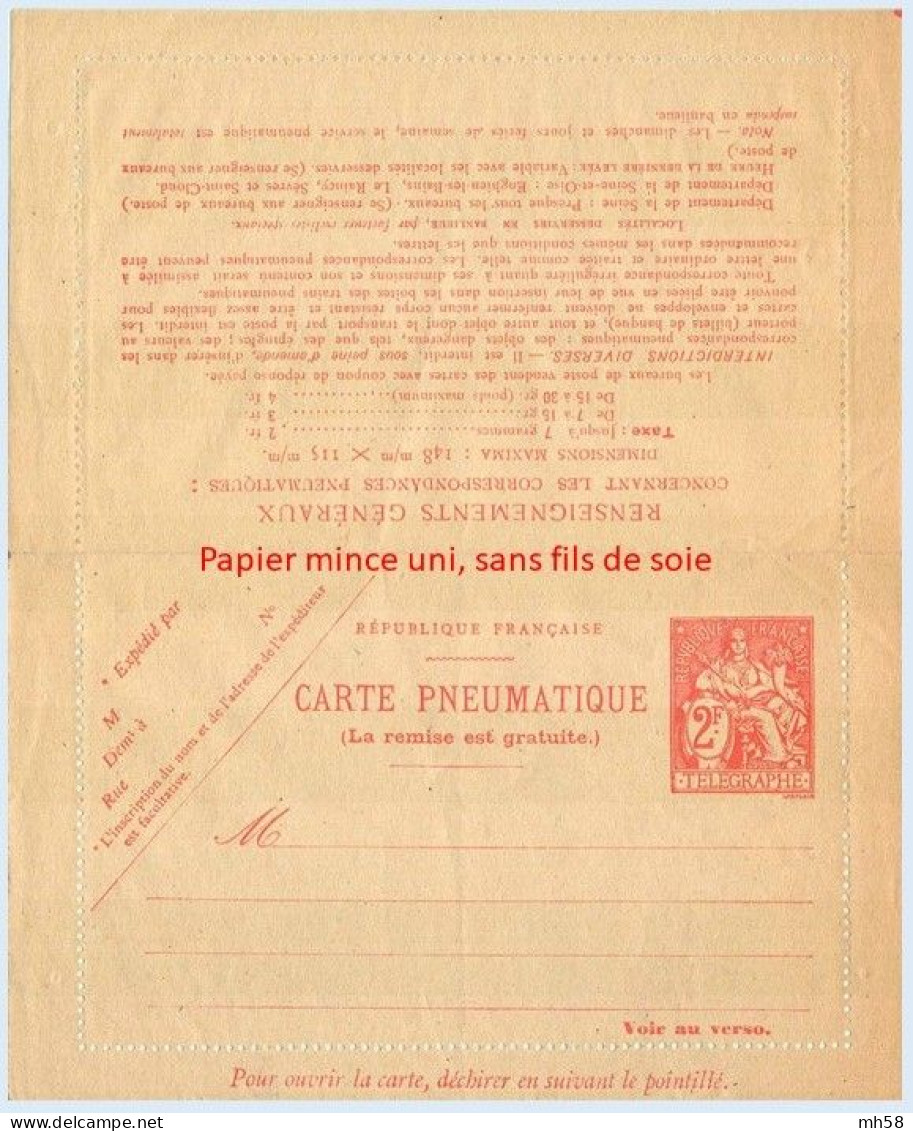 Entier FRANCE - Carte-lettre Pneumatique Neuf ** - 2f Chaplain Orange - Pneumatische Post