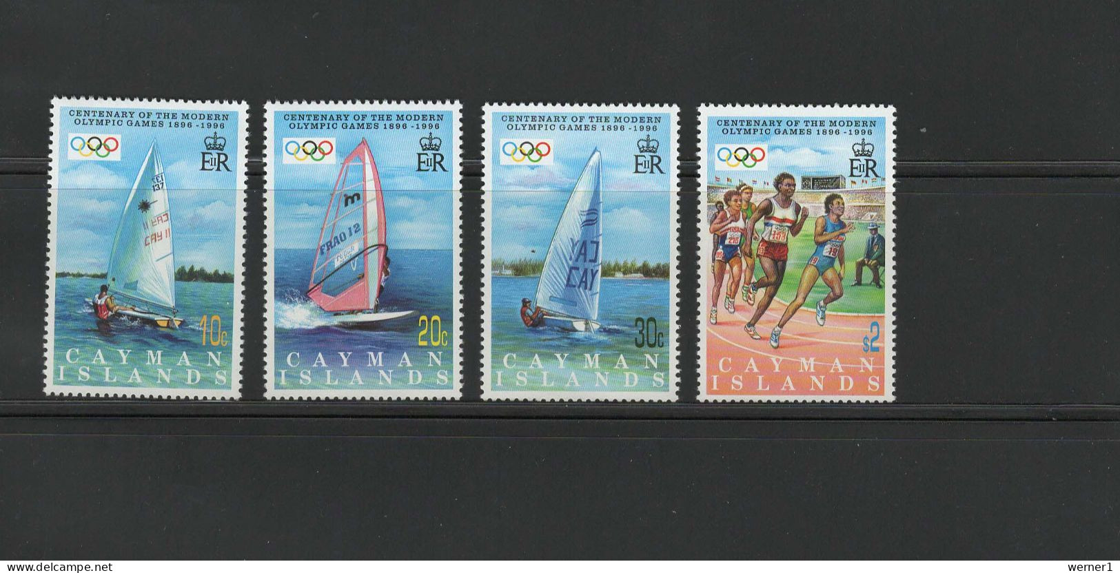 Cayman Islands 1996 Olympic Games Atlanta, Sailing, Windsurfing, Athletics Set Of 4 MNH - Ete 1996: Atlanta