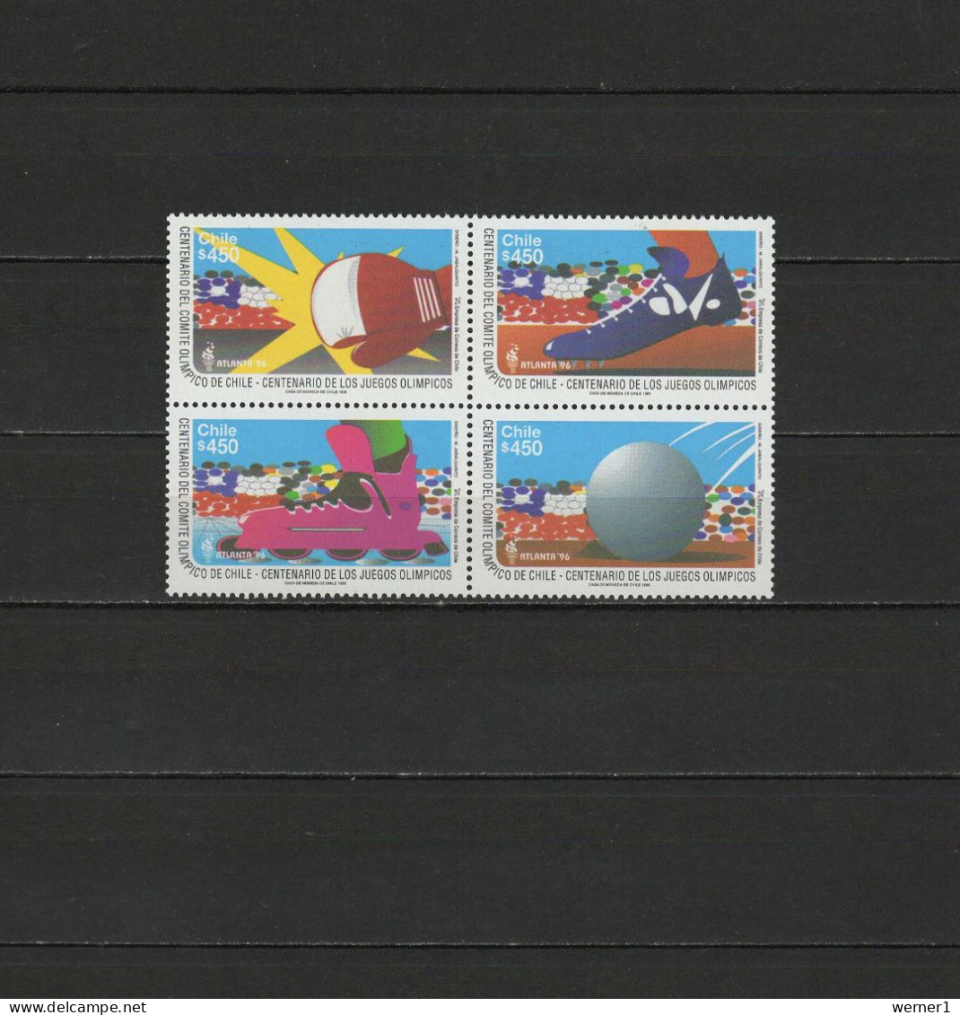 Chile 1996 Olympic Games Atlanta, Block Of 4 MNH - Estate 1996: Atlanta