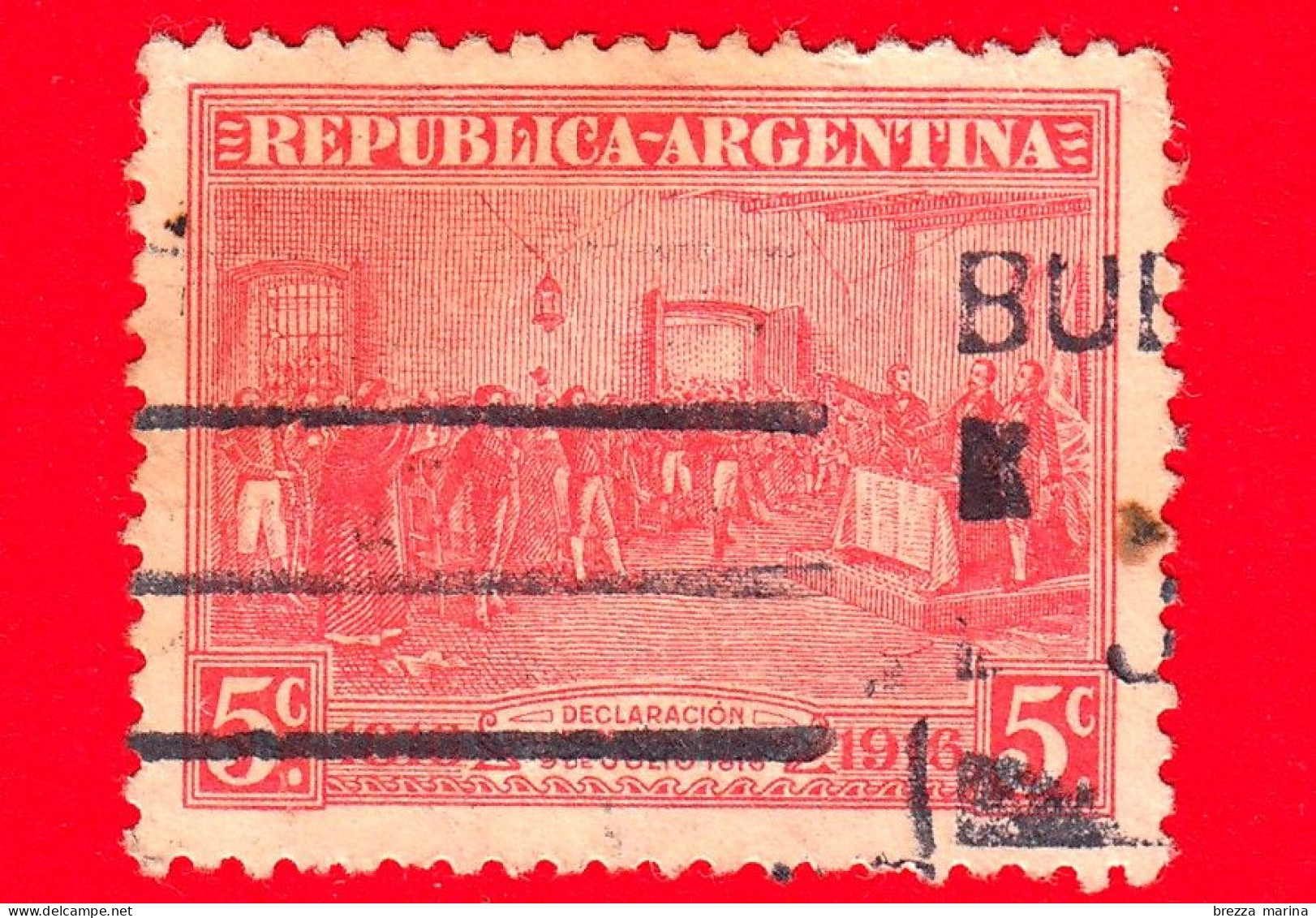 ARGENTINA - Usato - 1916 - 100 Anni Della Dichiarazione Dell'indipendenza In Tucuman - 5 - Used Stamps