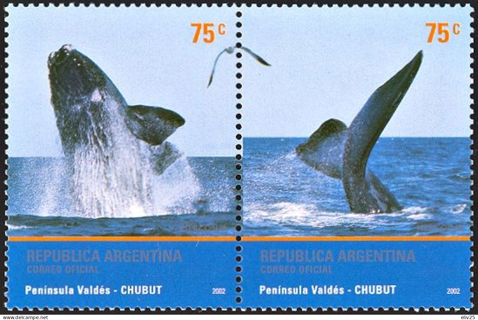 Argentina 2002, Whales - 2 V. MNH - Ballenas