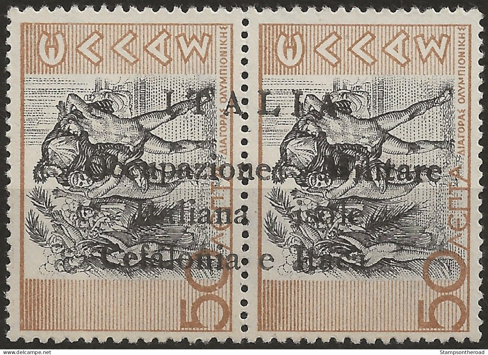 OICI15N-1941 Occup. Italiana CEFALONIA E ITACA, Sass. Nr. 15, Francobollo Nuovo Senza Linguella **/ - Cefalonia & Itaca