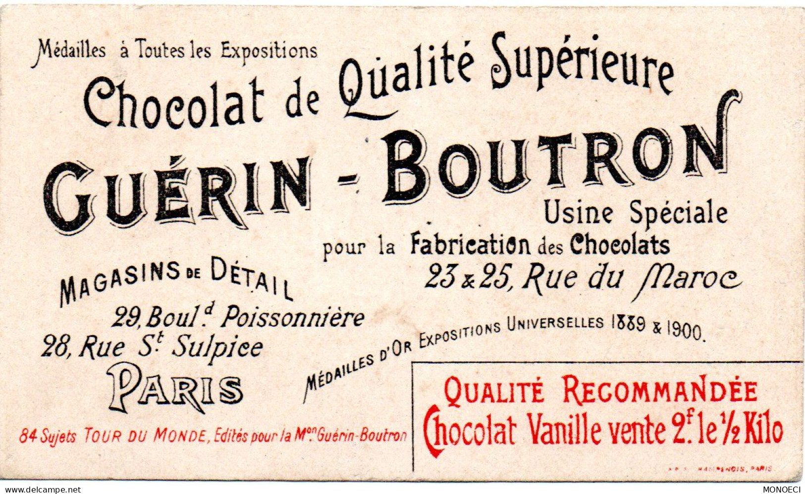FRANCE -- Chromo -- Chocolat GUERIN-BOUTRON -- L' Entré Du Vieux Port De Marseille Et La Cathédrale - Guérin-Boutron