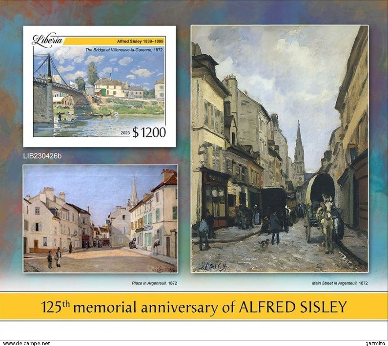 Liberia 2023, Art, Sisley, Bridge, BF IMPERFORATED - Ponti