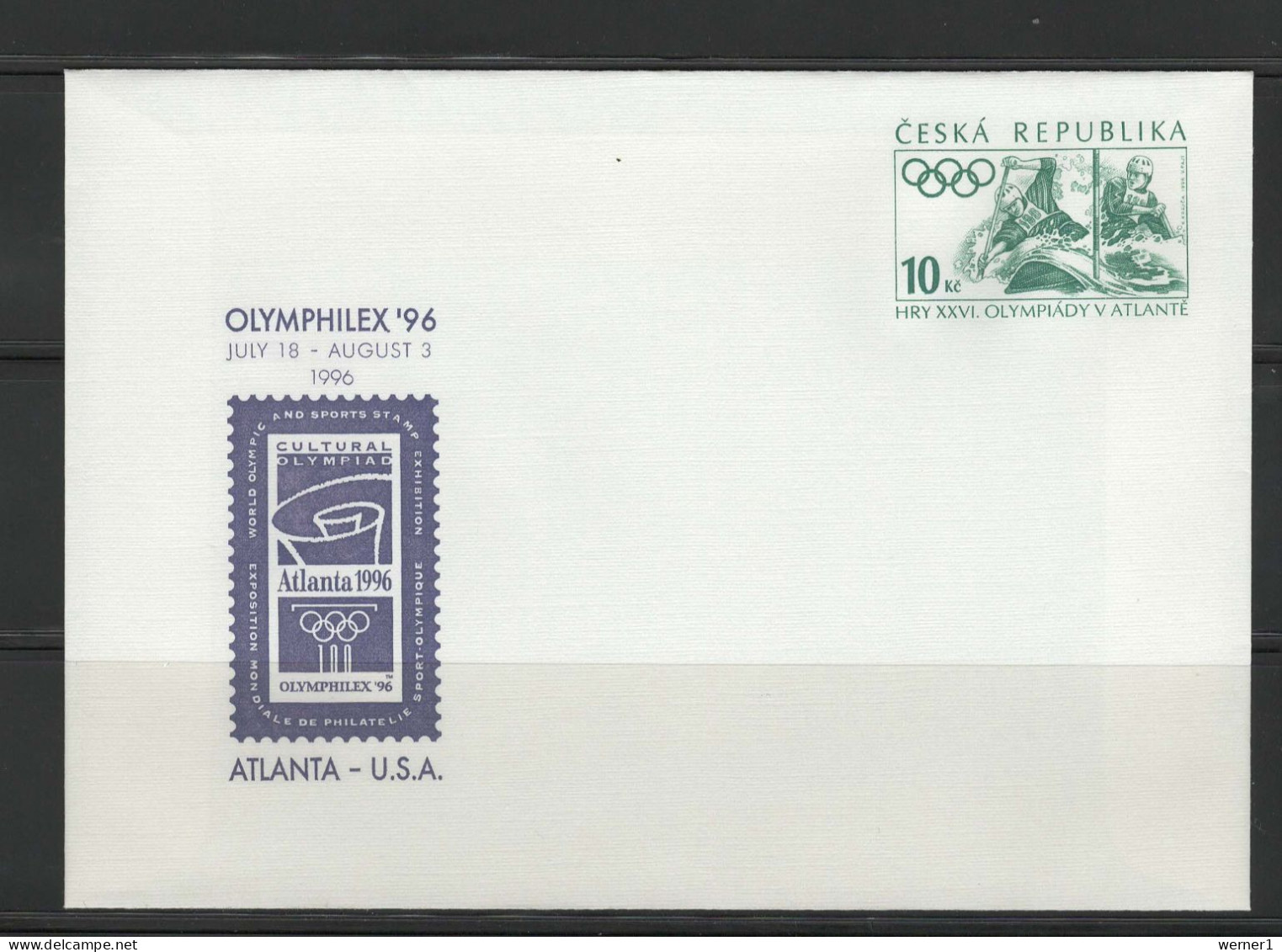 Czech Republic 1996 Olympic Games Atlanta, Kayak Commemorative Cover - Verano 1996: Atlanta