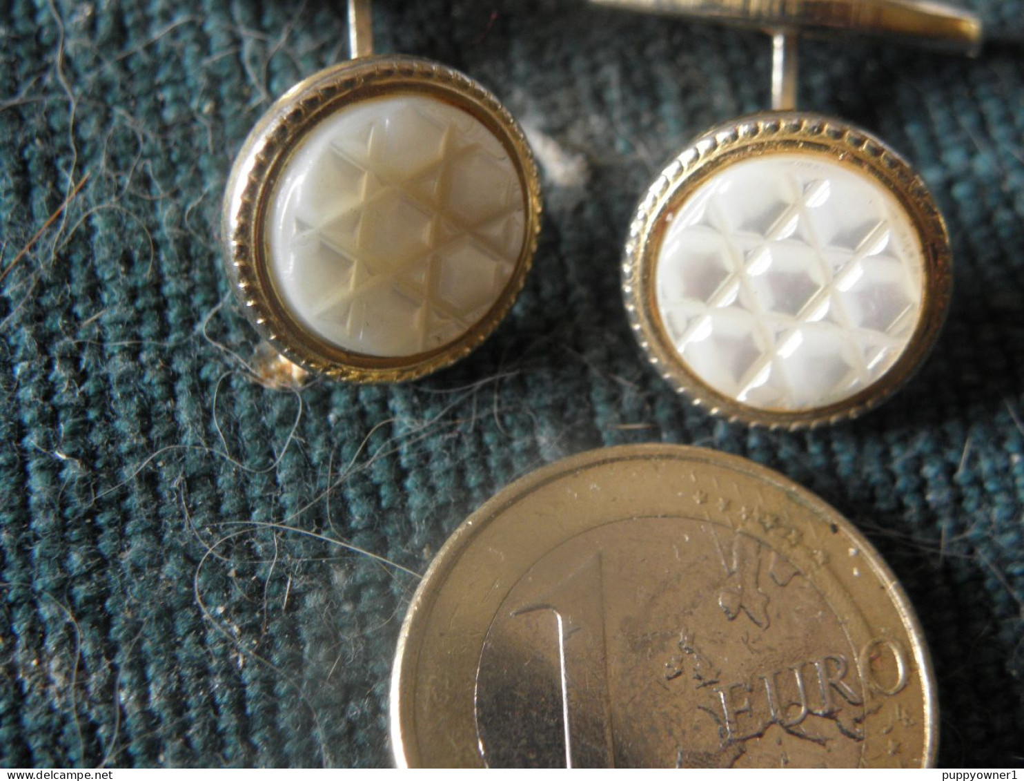 Vintage Boutons De Manchette Plaque Or/ Nacre - Cuff Links & Studs