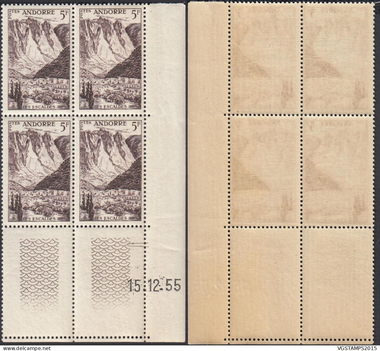 Andorre 1955 - Andorre Française - Timbres Neufs. Yvert Nr.: 141. Michel Nr.: 145. Coin Daté: 15/12/55... (EB) DC-12548 - Neufs