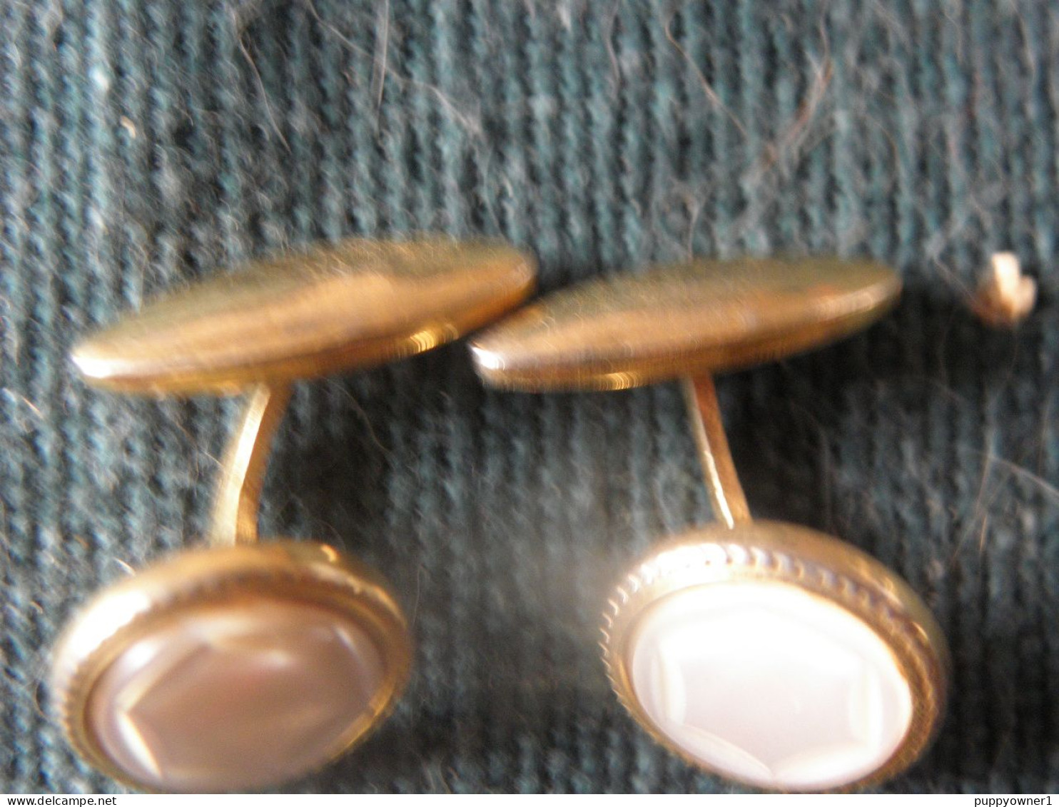 Vintage Boutons De Manchette Plaque Or Nacre - Cuff Links & Studs