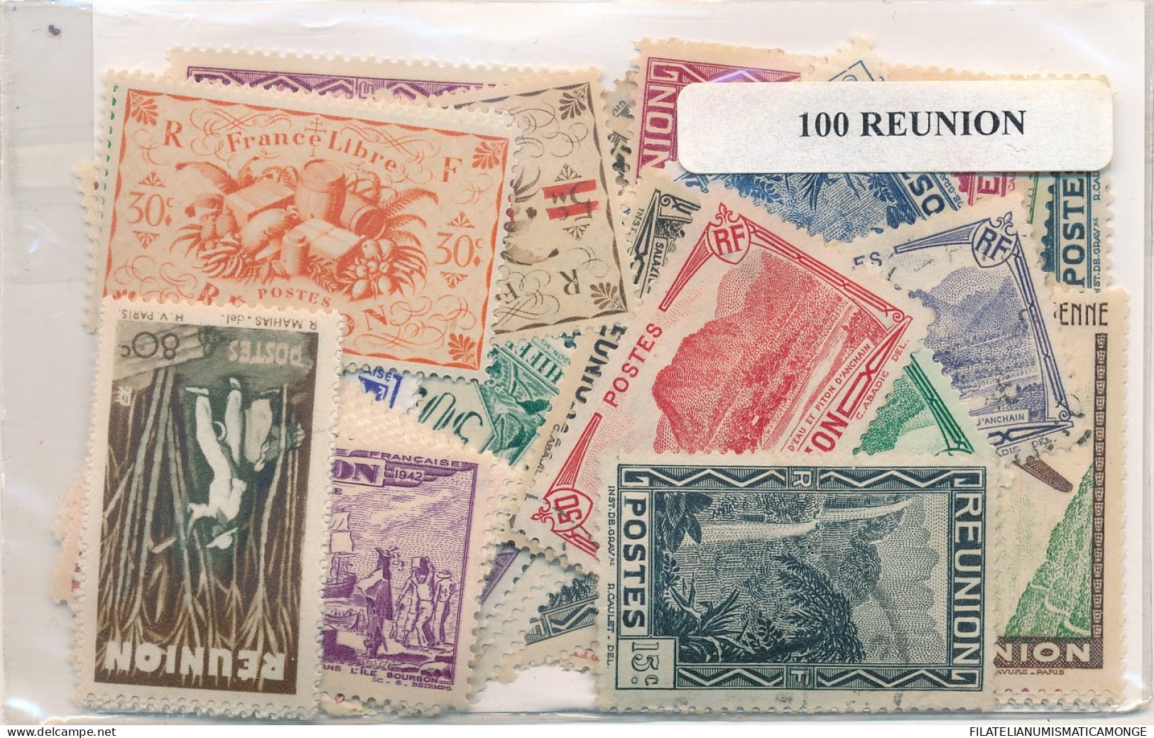 Offer   Lot Stamp - Paqueteria -  Reunión 100 Sellos Diferentes  (Mixed Condit - Vrac (max 999 Timbres)