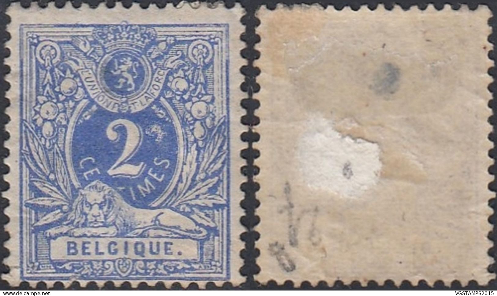 Belgique 1880 - Timbre Neuf Avec Charnière. COB Nr.: 27 B.Curiosité: Tâche Derrière Le "2". Avec Défaut . (EB) DC-12549 - 1869-1888 Leone Coricato