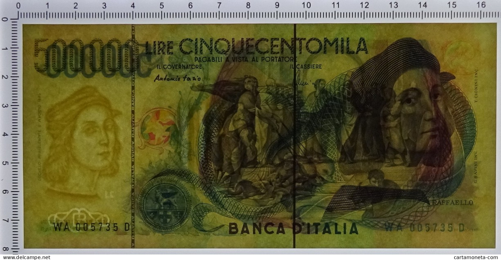 500000 LIRE BANCA D'ITALIA RAFFAELLO LETTERA A 13/05/1997 QFDS - Altri & Non Classificati