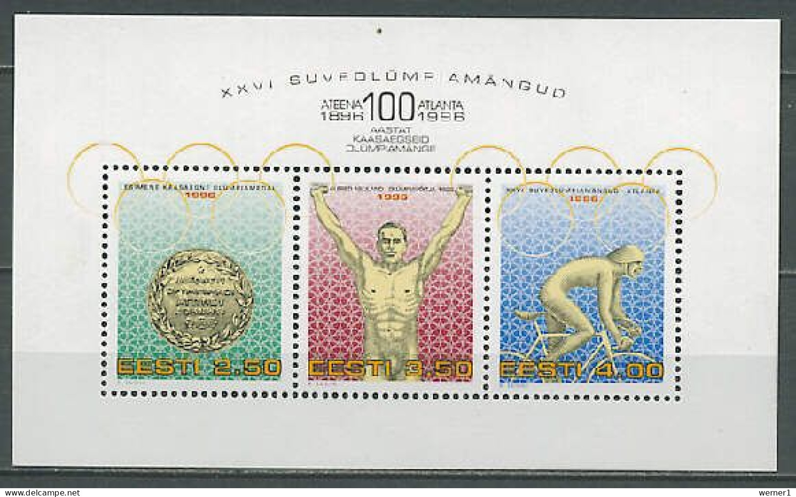 Estonia 1996 Olympic Games Atlanta, Cycling Etc. S/s MNH - Verano 1996: Atlanta