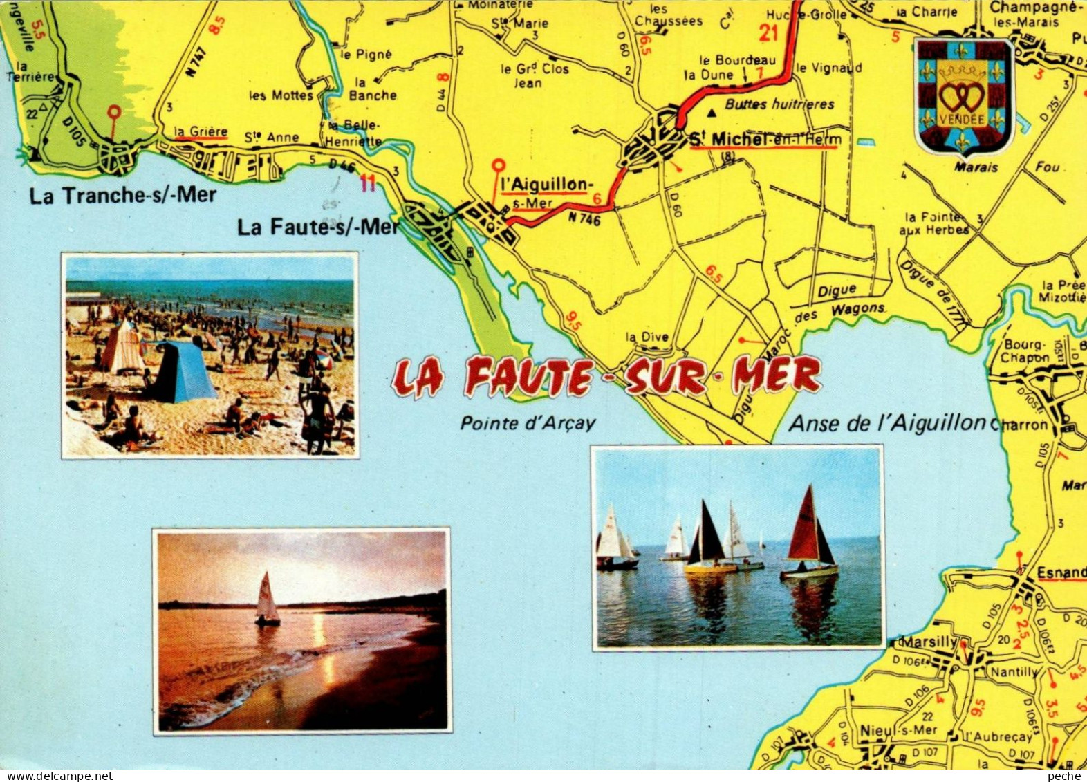 N°153 Z -cpsm Carte Géographique -La Faute Sur Mer- - Maps
